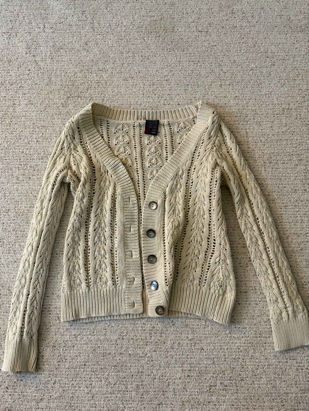 Nautica Cream Cable-Knit Button Cardigan